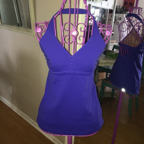 SOLD ON F B - Lululemon Athletica Purple Open Back Halter Tank - Picture 2 of 7